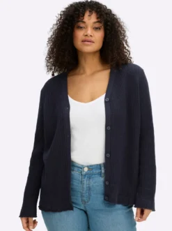 Ajourstrickjacke mit V-Ausschnitt