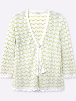 Ajourstrickjacke mit Wellenmuster