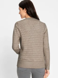 Ajourstrickjacke mit Zierperlen