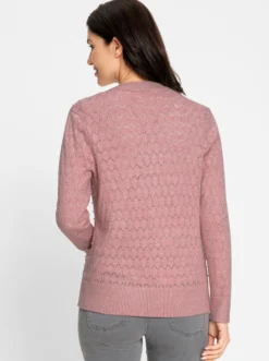 Ajourstrickjacke mit Zierperlen