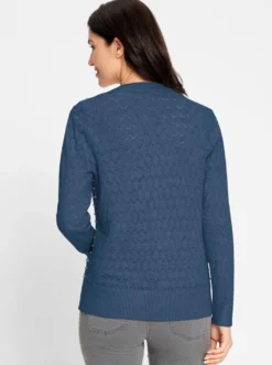 Ajourstrickjacke mit Zierperlen
