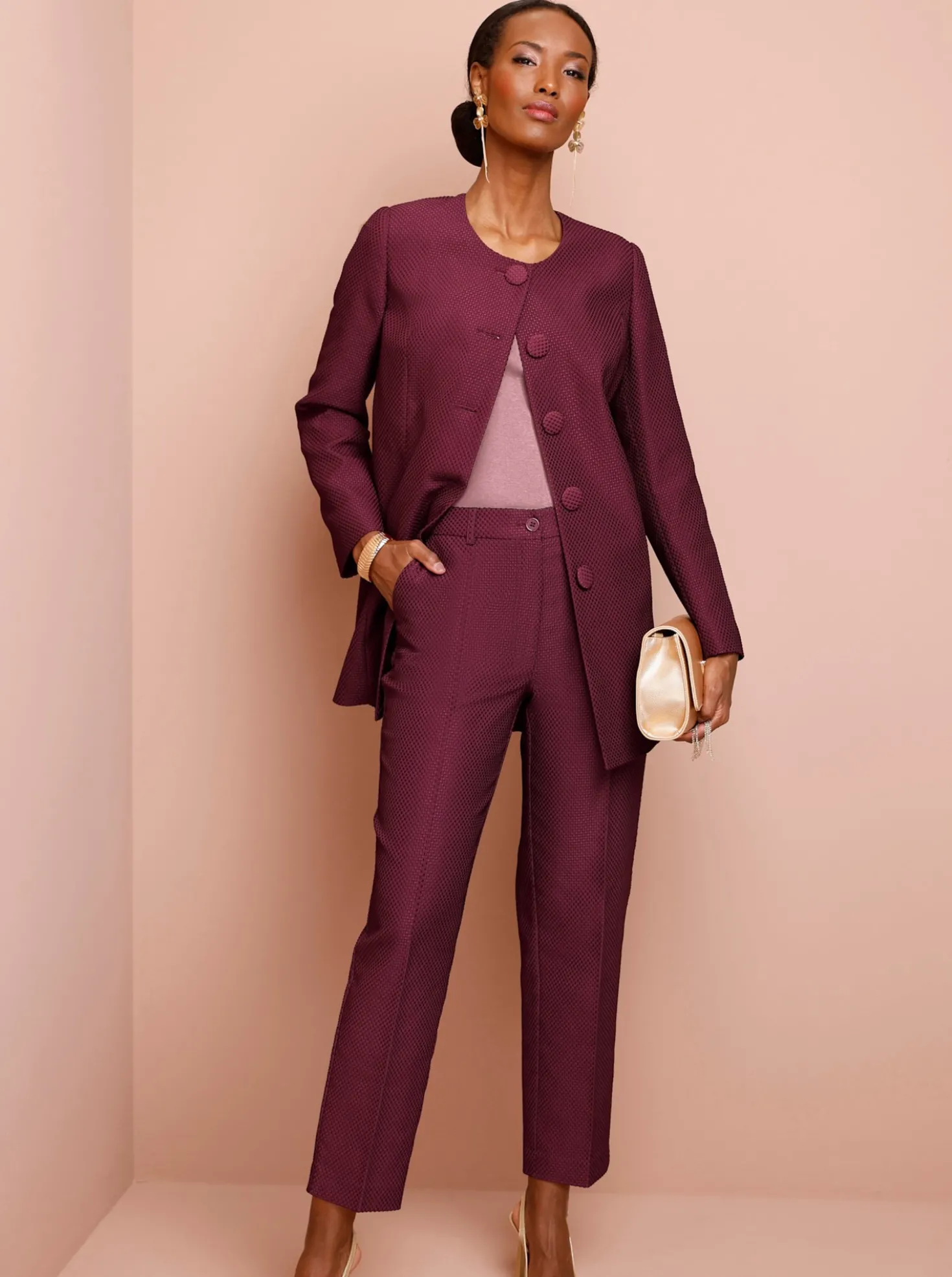 Anzughose in Jacquard-Struktur