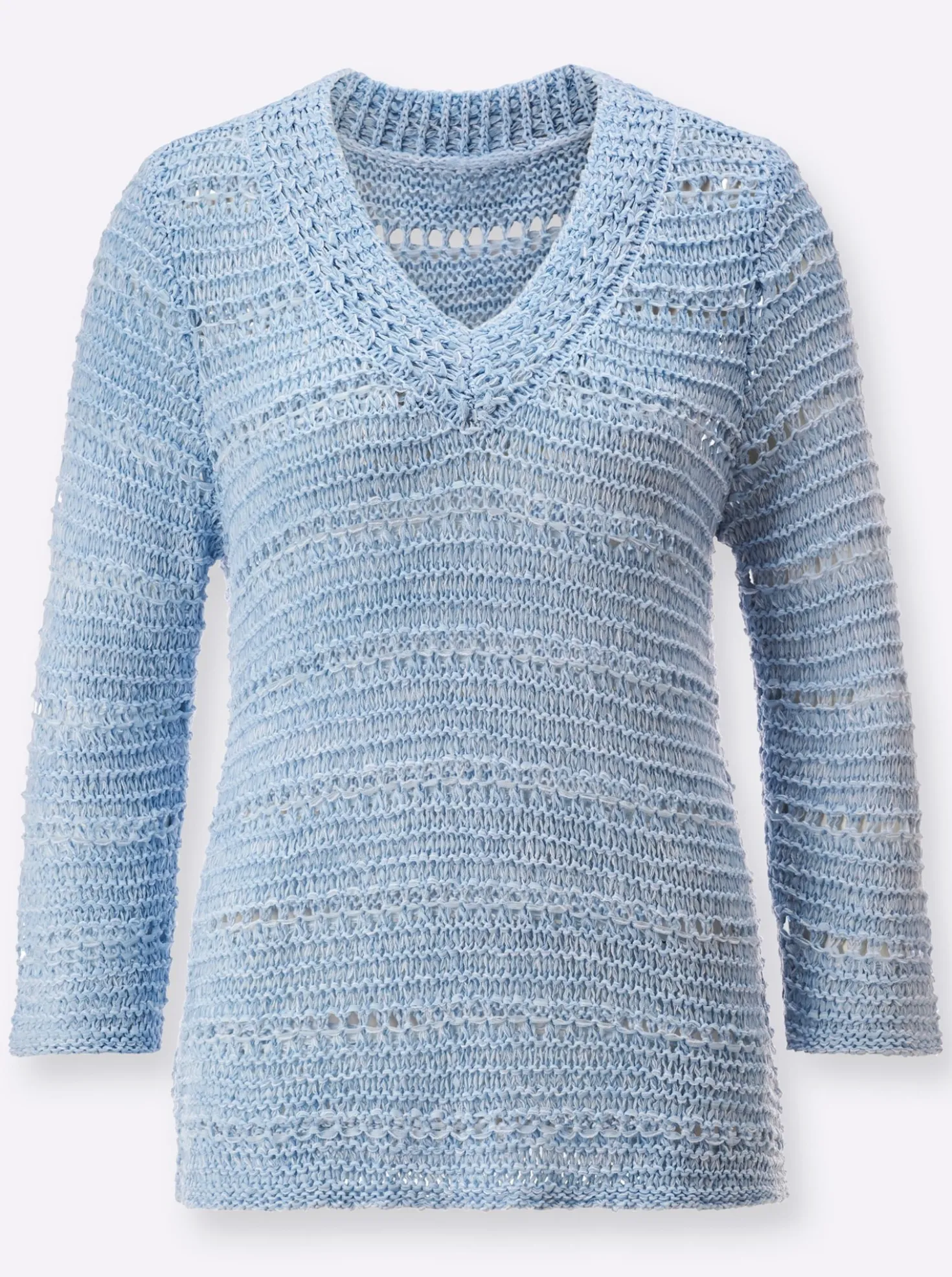 3/4-Arm-Pullover im Strickmuster-Mix