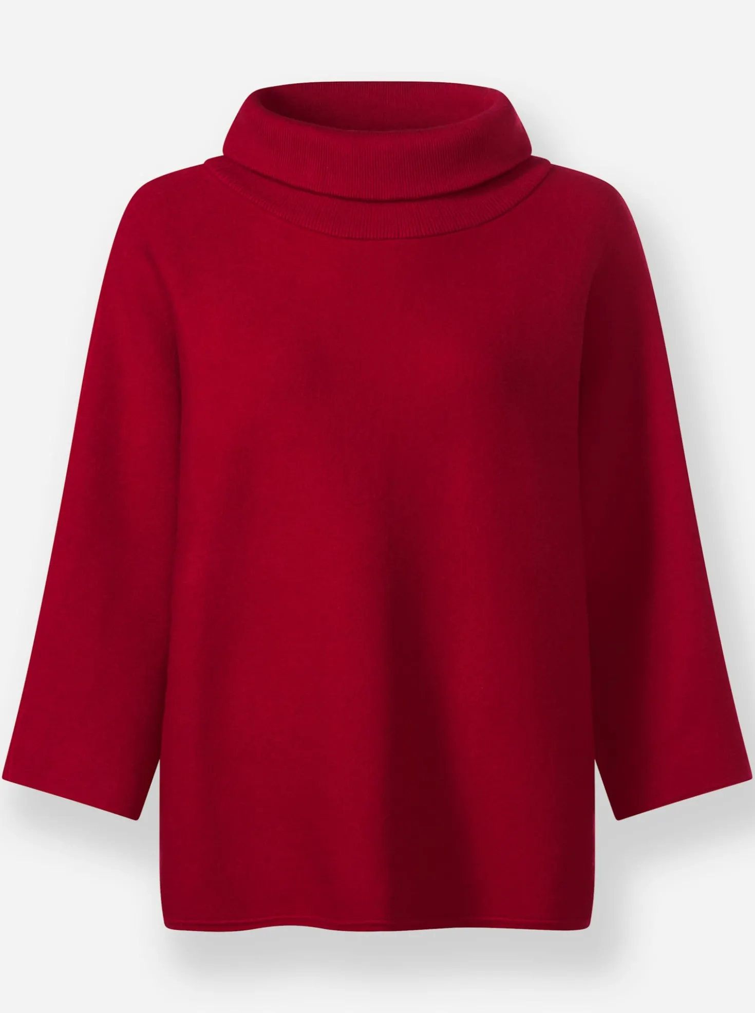 3/4-Arm-Pullover mit halsfernem Rollkragen