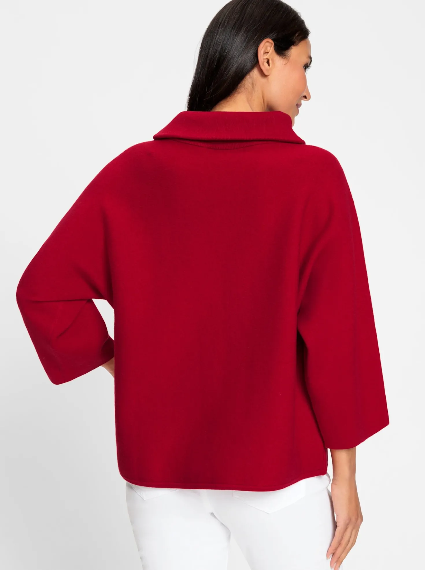 3/4-Arm-Pullover mit halsfernem Rollkragen