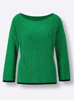 3/4-Arm-Pullover mit Kontrastkanten