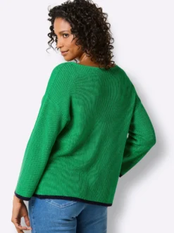 3/4-Arm-Pullover mit Kontrastkanten