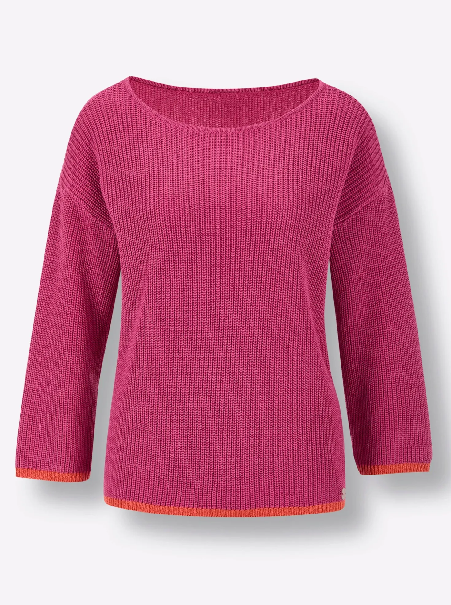 3/4-Arm-Pullover mit Kontrastkanten