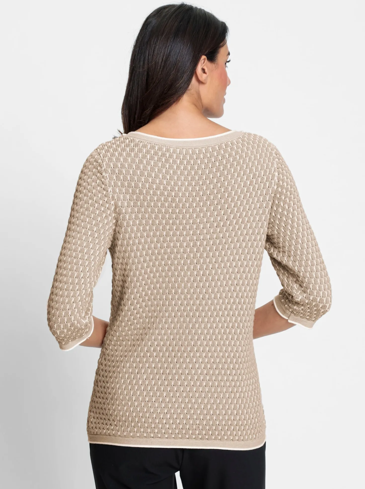 3/4-Arm-Pullover mit Strukturmuster