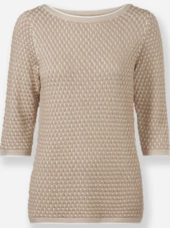 3/4-Arm-Pullover mit Strukturmuster