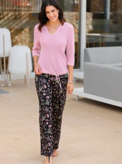 3/4-Arm-Pullover mit Tunnelzug im Saum