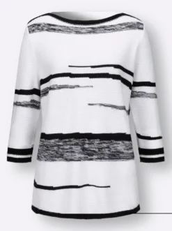 3/4-Arm-Pullover mit U-Boot-Ausschnitt