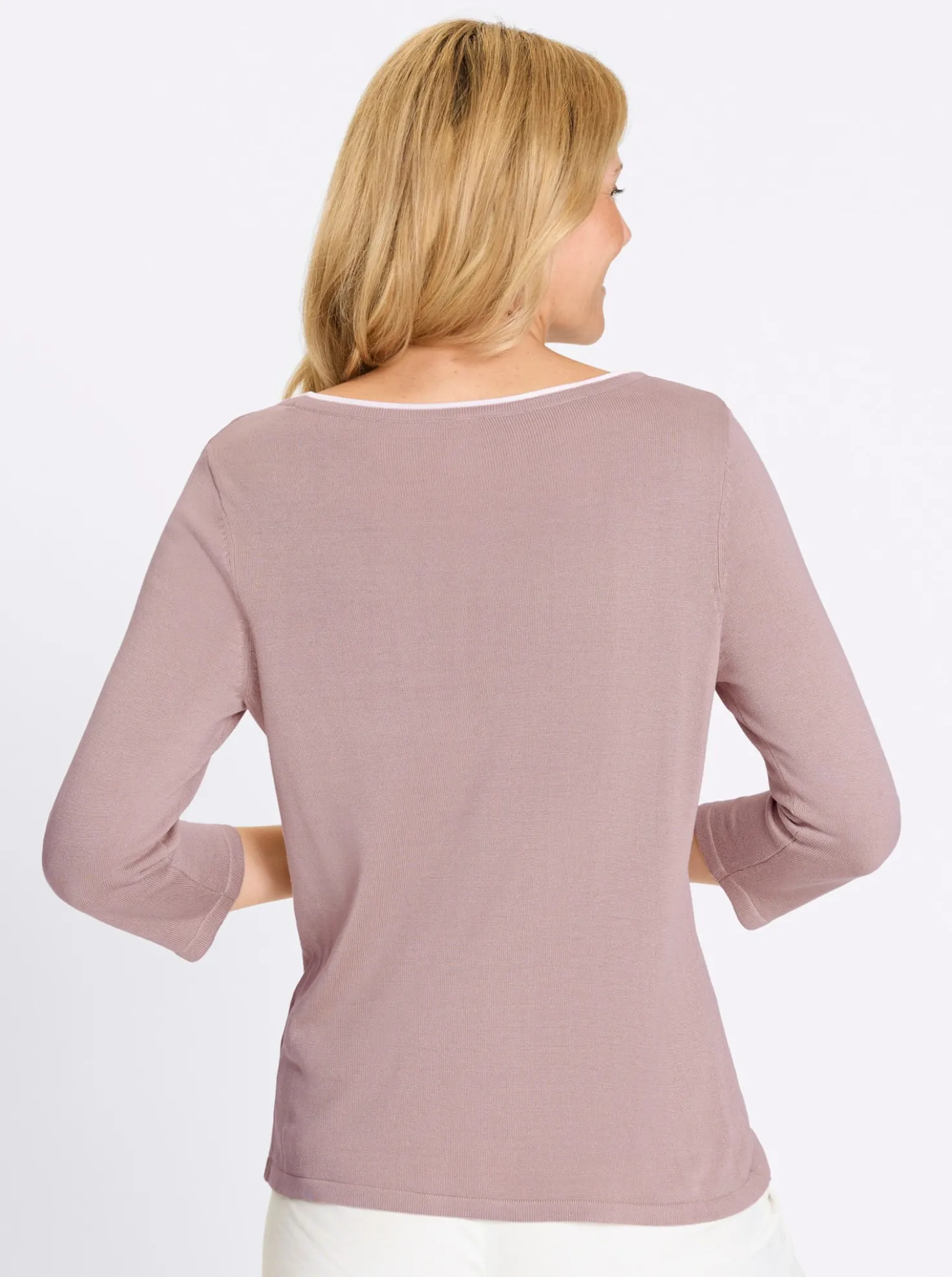 3/4-Arm-Pullover mit U-Boot-Ausschnitt