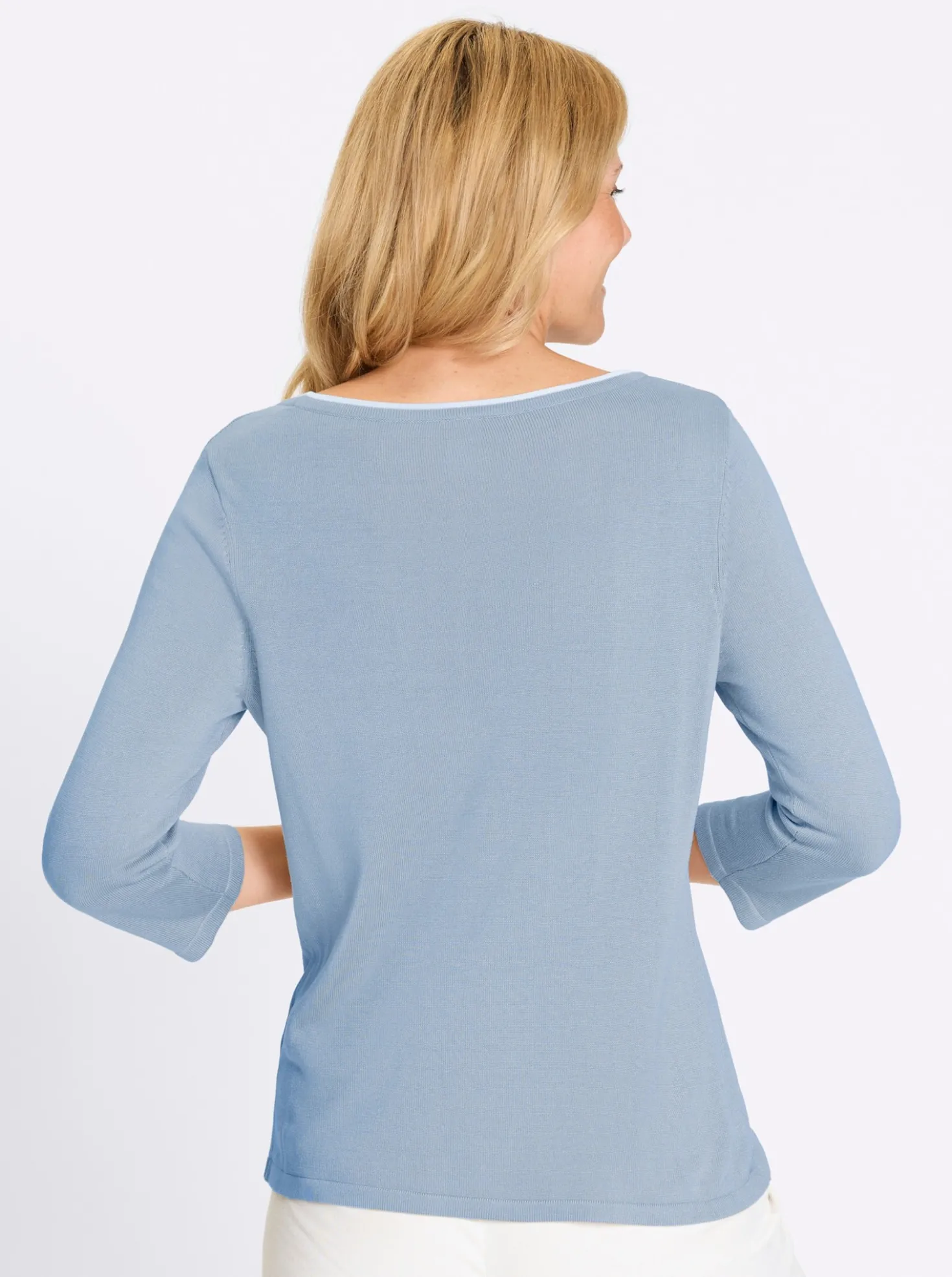 3/4-Arm-Pullover mit U-Boot-Ausschnitt