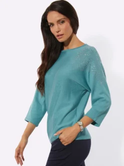 3/4-Arm-Pullover mit Viskose