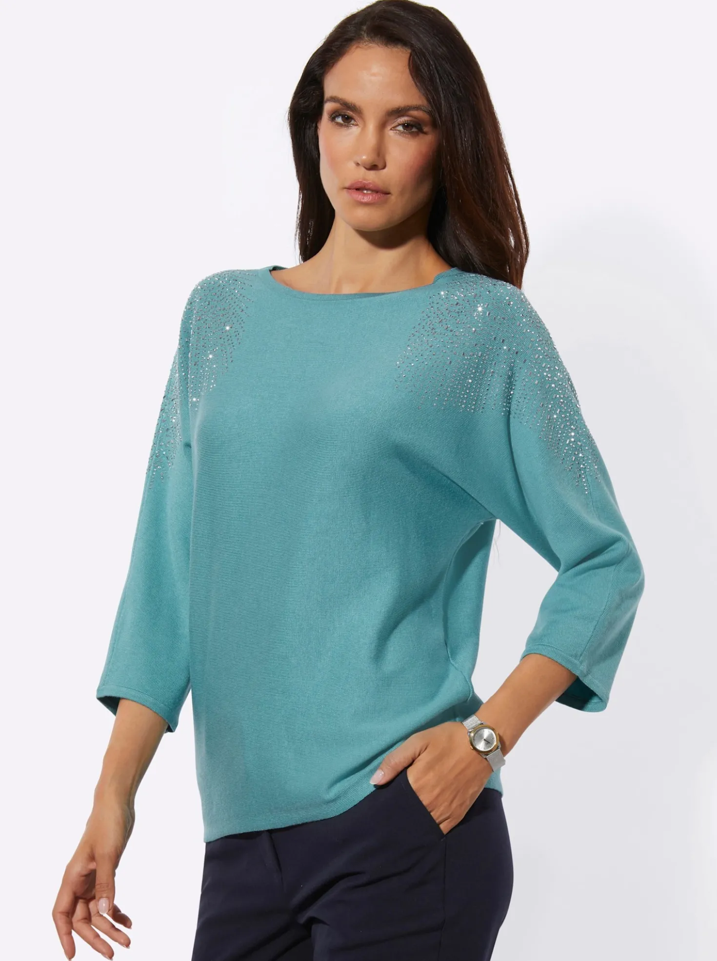 3/4-Arm-Pullover mit Viskose