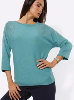 3/4-Arm-Pullover mit Viskose
