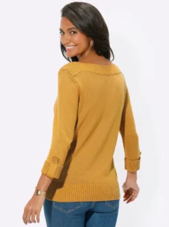 3/4-Arm-Pullover mit Zierriegel am Ärmel