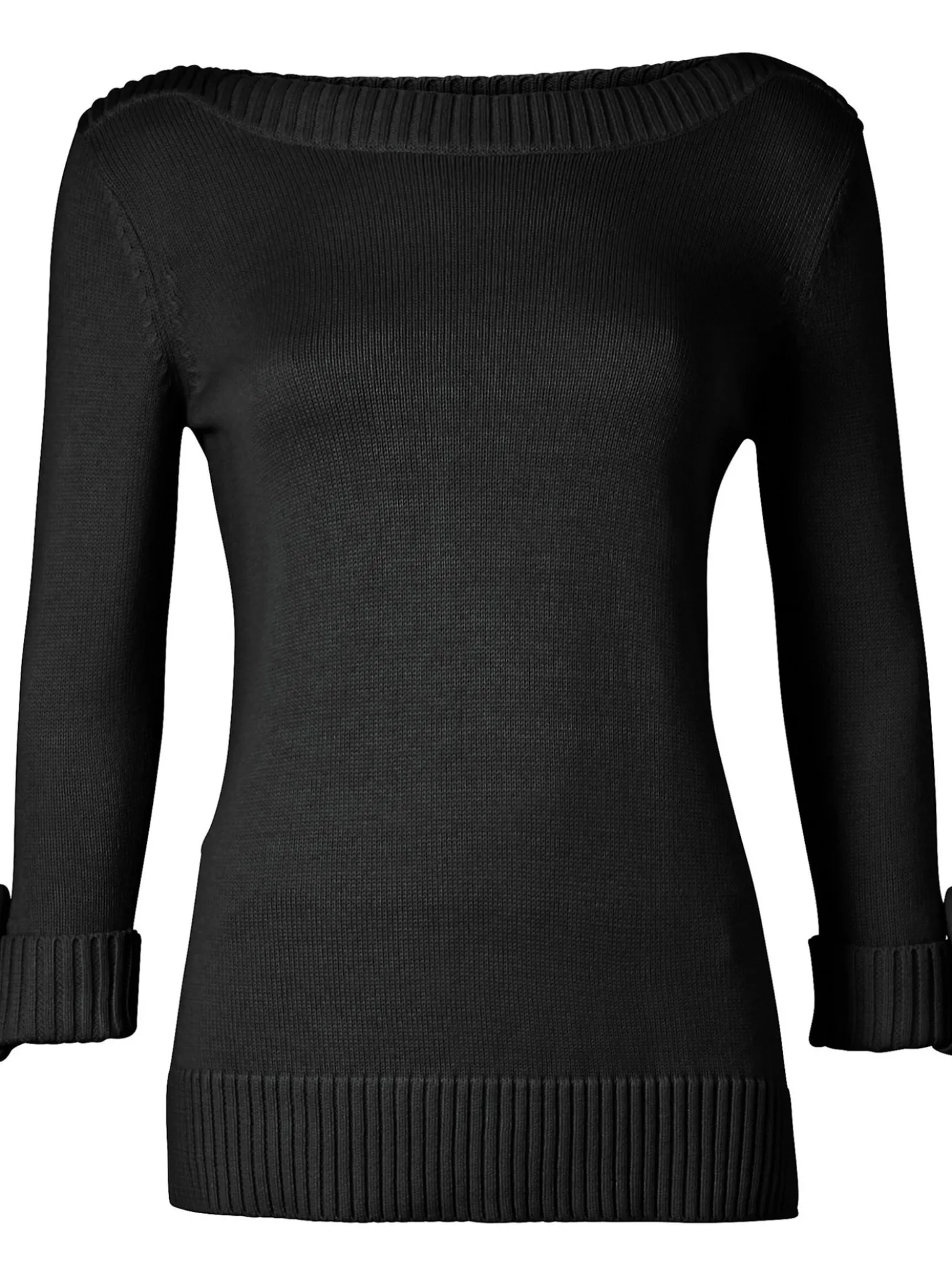 3/4-Arm-Pullover mit Zierriegel am Ärmel