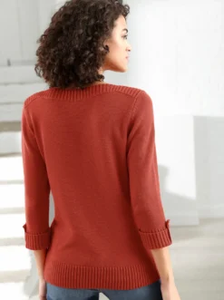 3/4-Arm-Pullover mit Zierriegel am Ärmel