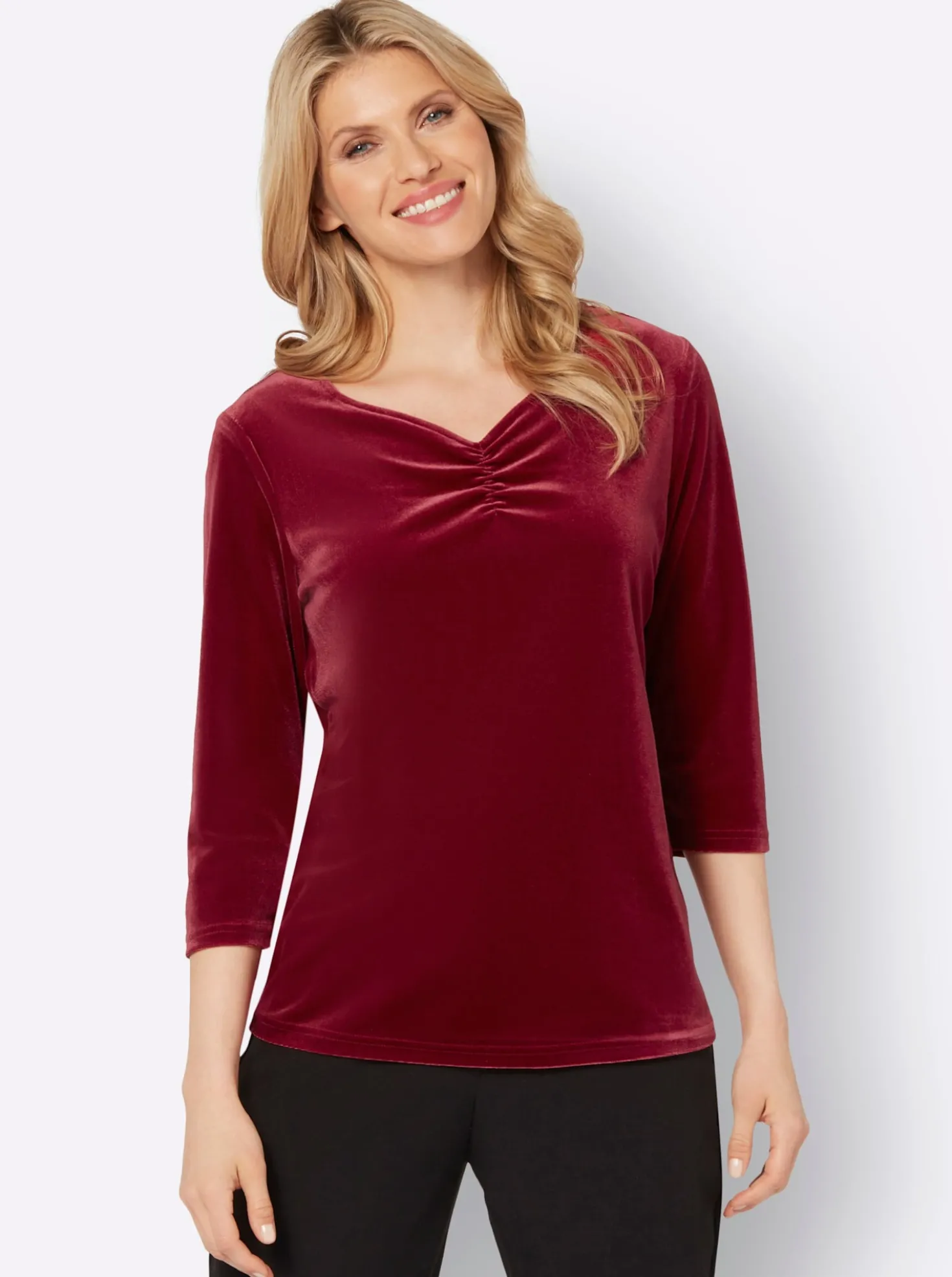 3/4-Arm-Shirt aus Samt
