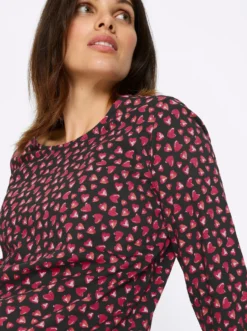 3/4-Arm-Shirt im Herzchen-Muster