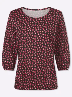 3/4-Arm-Shirt im Herzchen-Muster