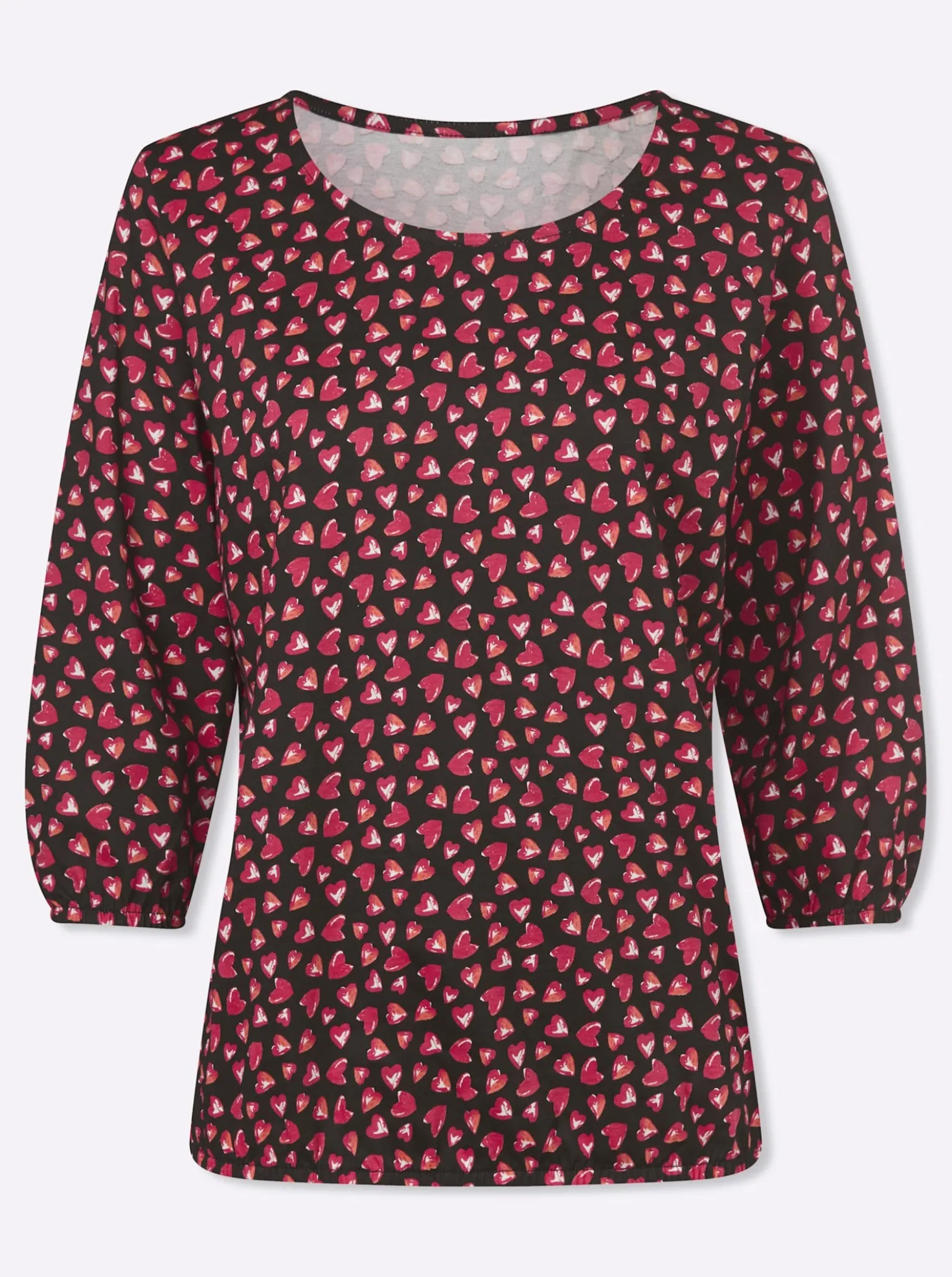 3/4-Arm-Shirt im Herzchen-Muster