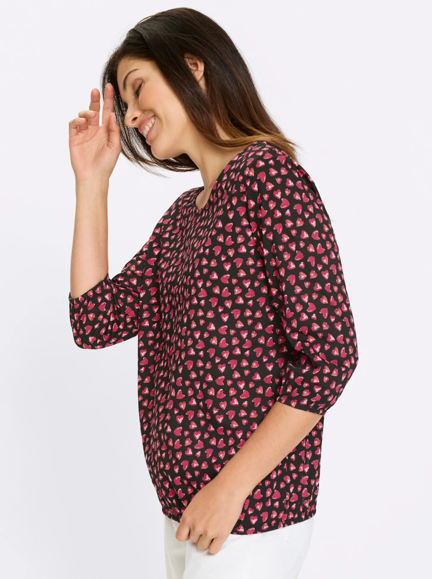 3/4-Arm-Shirt im Herzchen-Muster