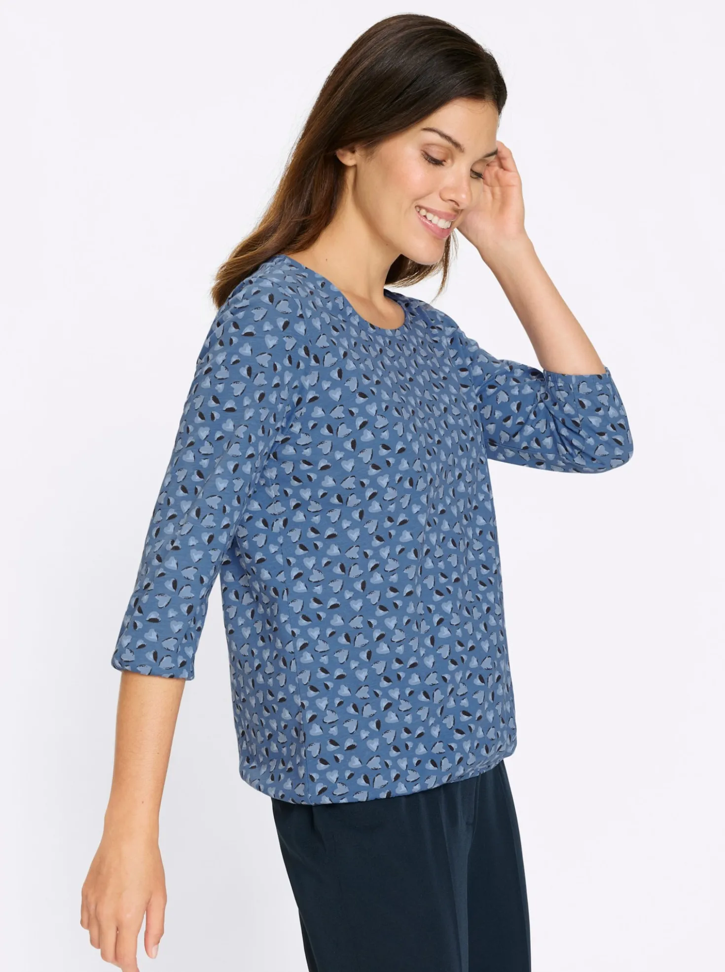 3/4-Arm-Shirt im Herzchen-Muster