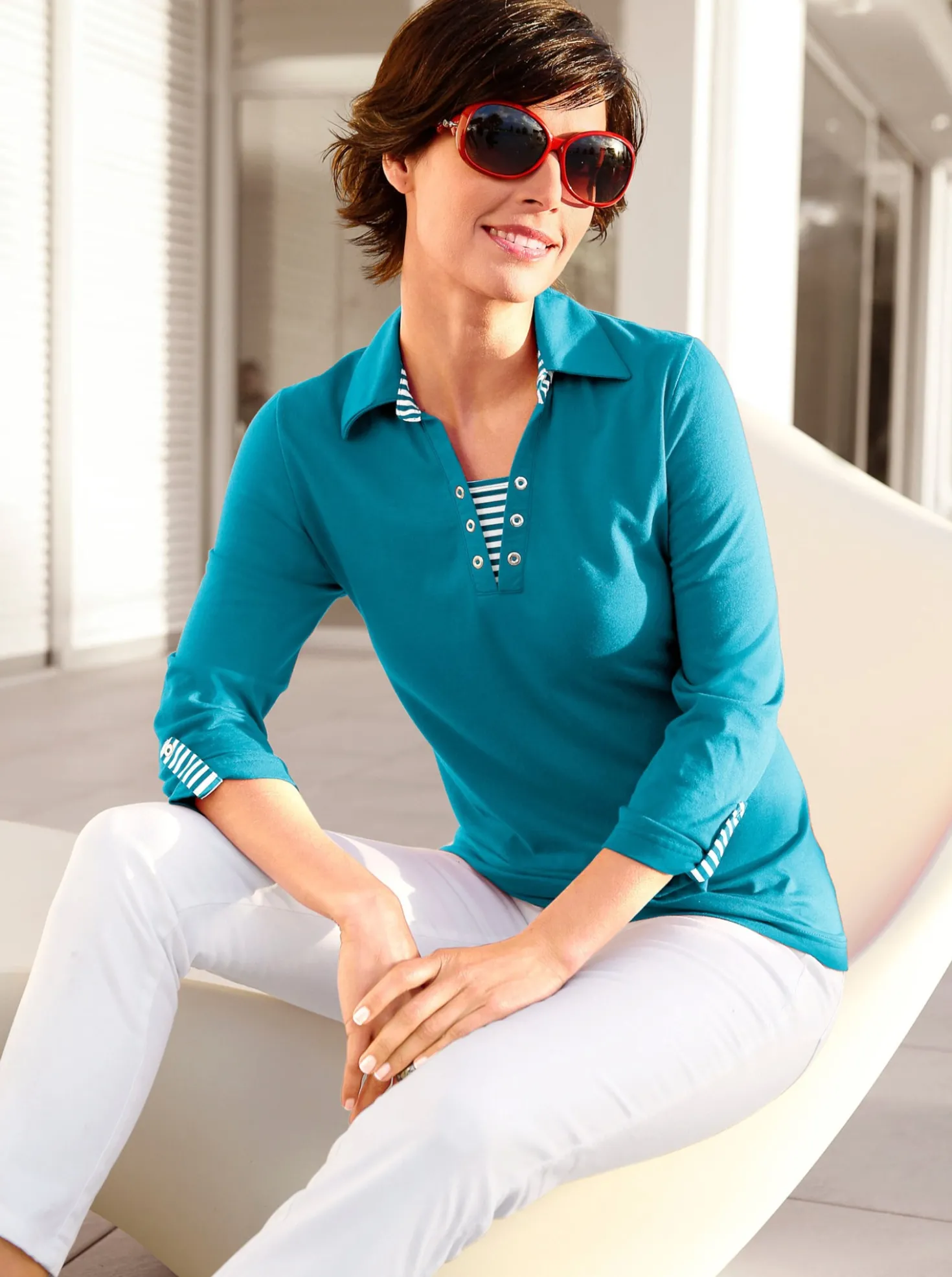 3/4-Arm-Shirt in 2-in-1-Optik