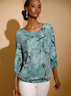 3/4-Arm-Shirt in Mesh-Qualität