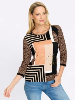 3/4-Arm-Shirt in Patch-Optik