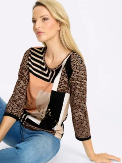3/4-Arm-Shirt in Patch-Optik
