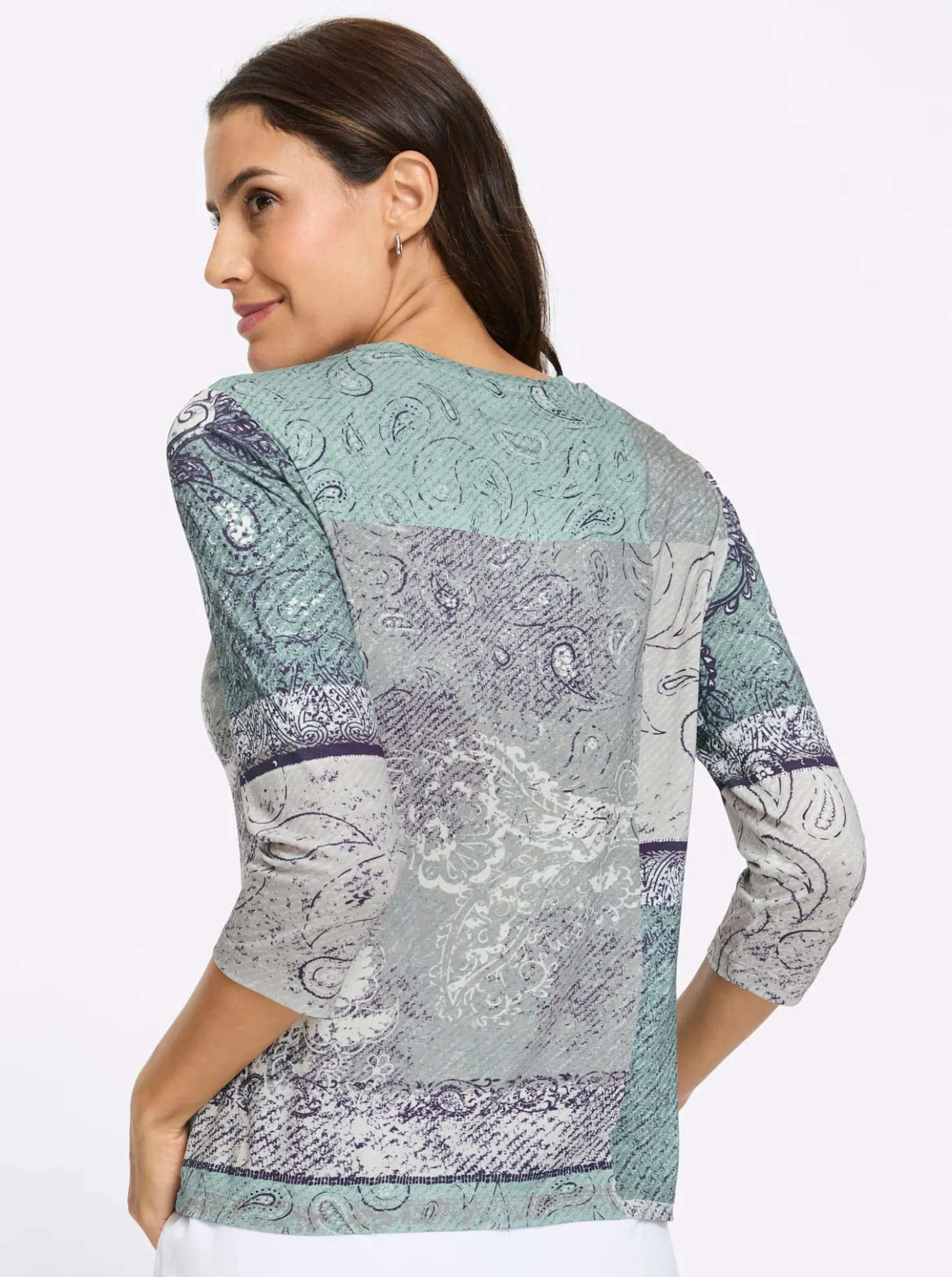 3/4-Arm-Shirt in Patchwork-Dessin