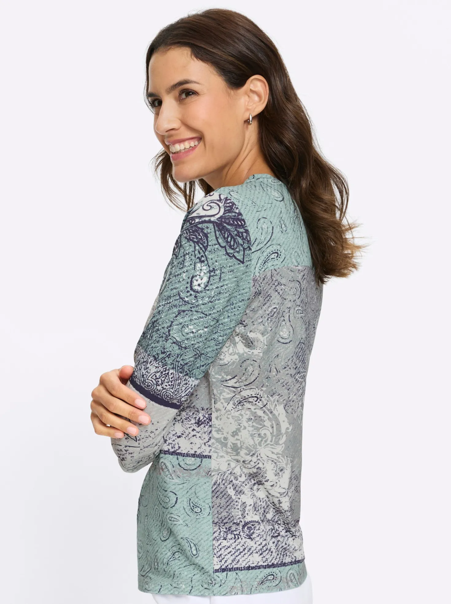 3/4-Arm-Shirt in Patchwork-Dessin