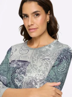 3/4-Arm-Shirt in Patchwork-Dessin