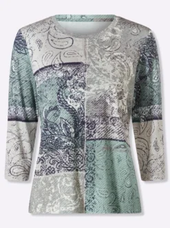 3/4-Arm-Shirt in Patchwork-Dessin