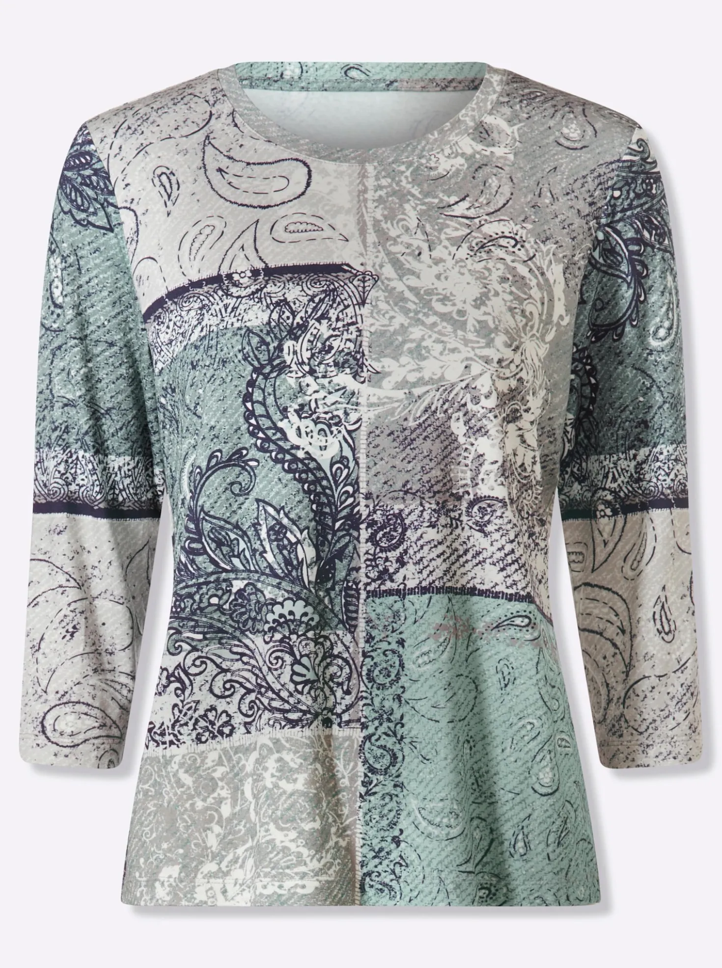 3/4-Arm-Shirt in Patchwork-Dessin