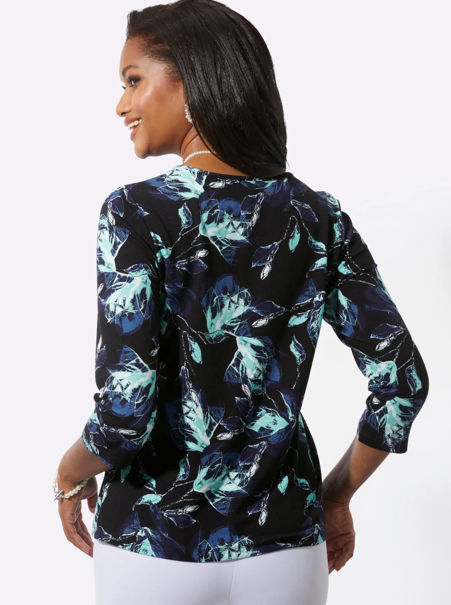3/4-Arm-Shirt in Viskose-Qualität