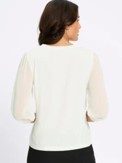 3/4-Arm-Shirt mit aufgesetzter Deko-Blüte