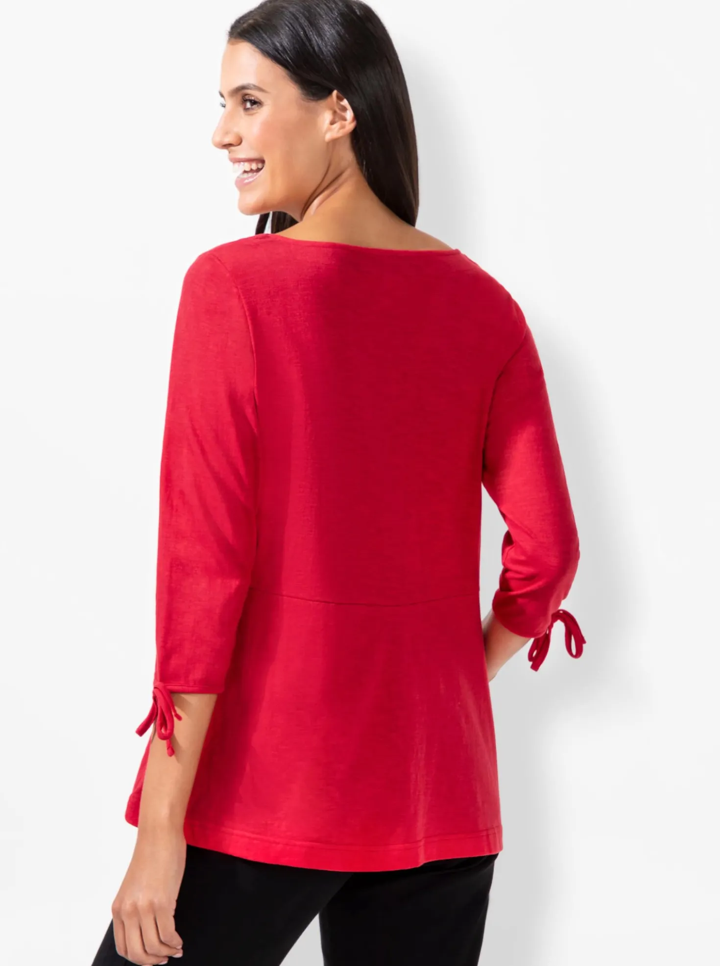 3/4-Arm-Shirt mit Bindebändchen am Ärmel