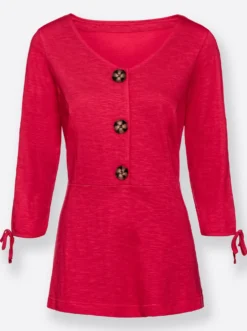 3/4-Arm-Shirt mit Bindebändchen am Ärmel