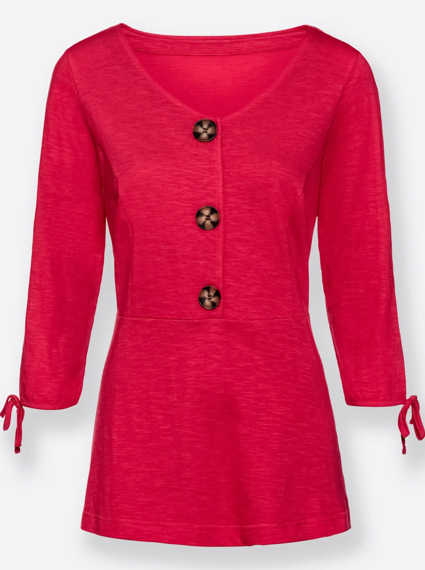 3/4-Arm-Shirt mit Bindebändchen am Ärmel