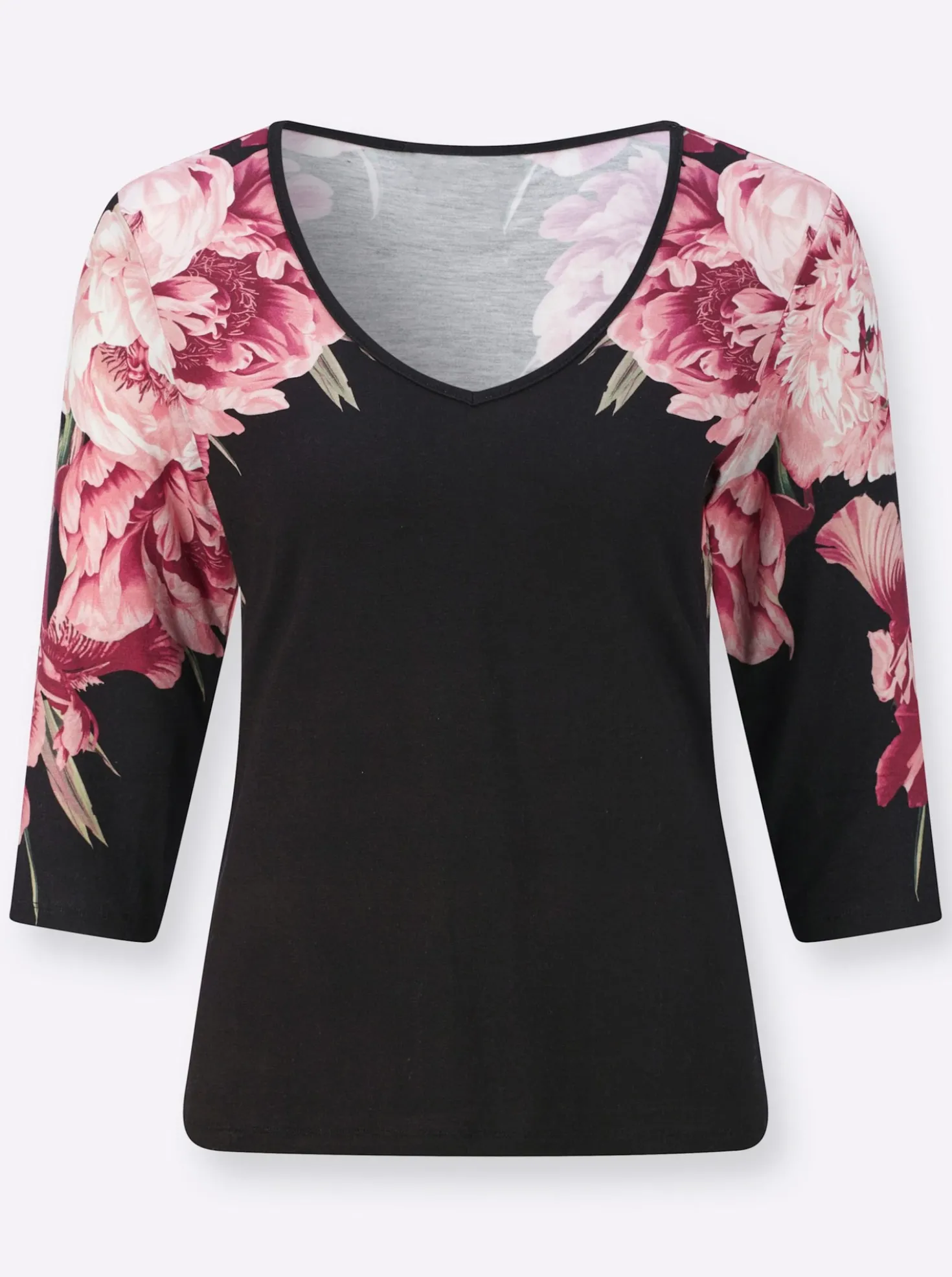 3/4-Arm-Shirt mit Blütendruck