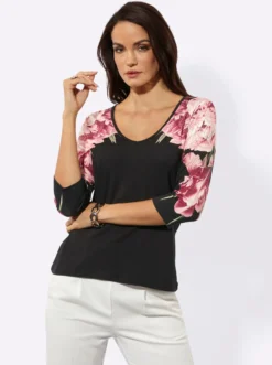 3/4-Arm-Shirt mit Blütendruck