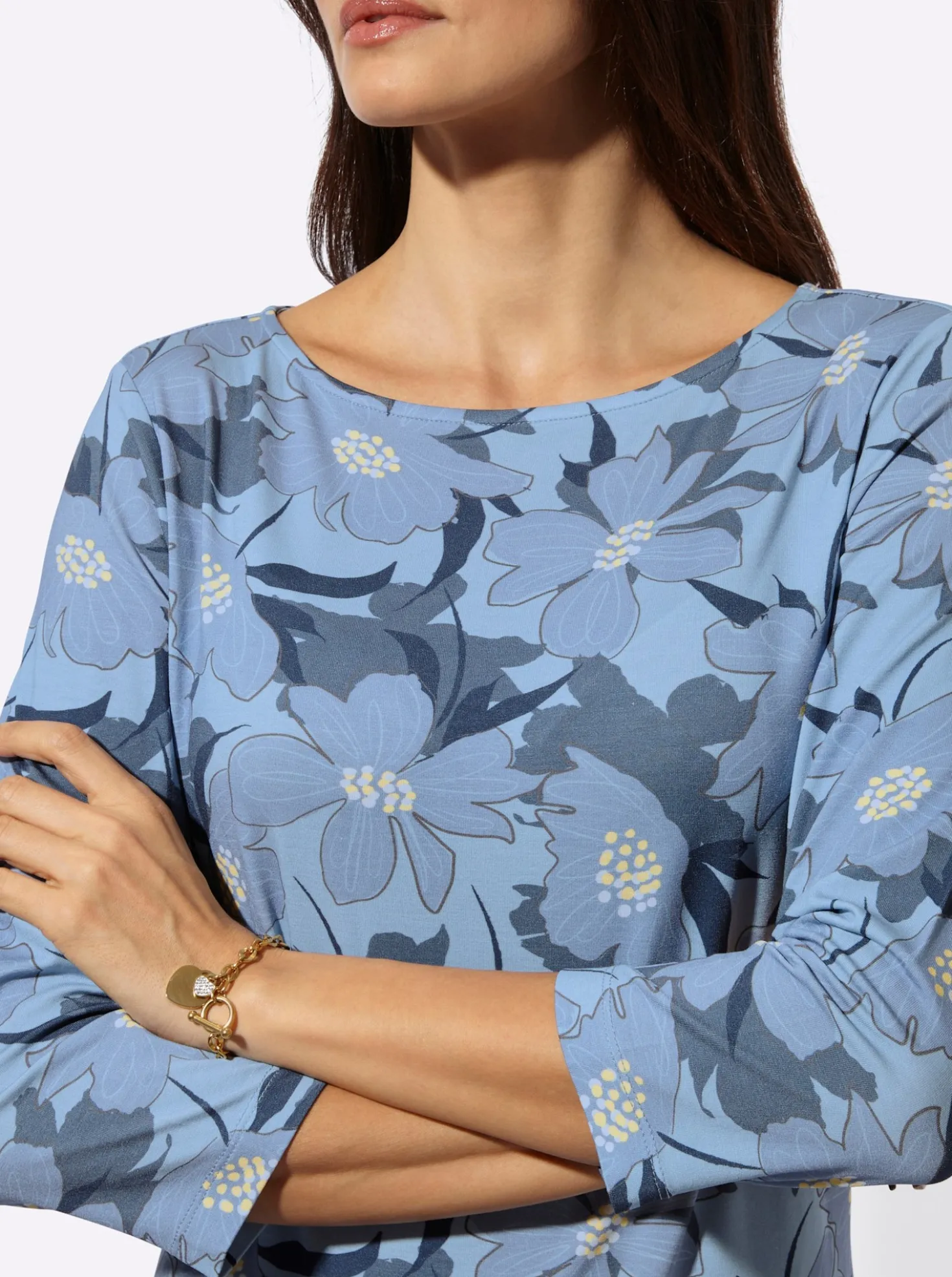 3/4-Arm-Shirt mit Blumen-Druck