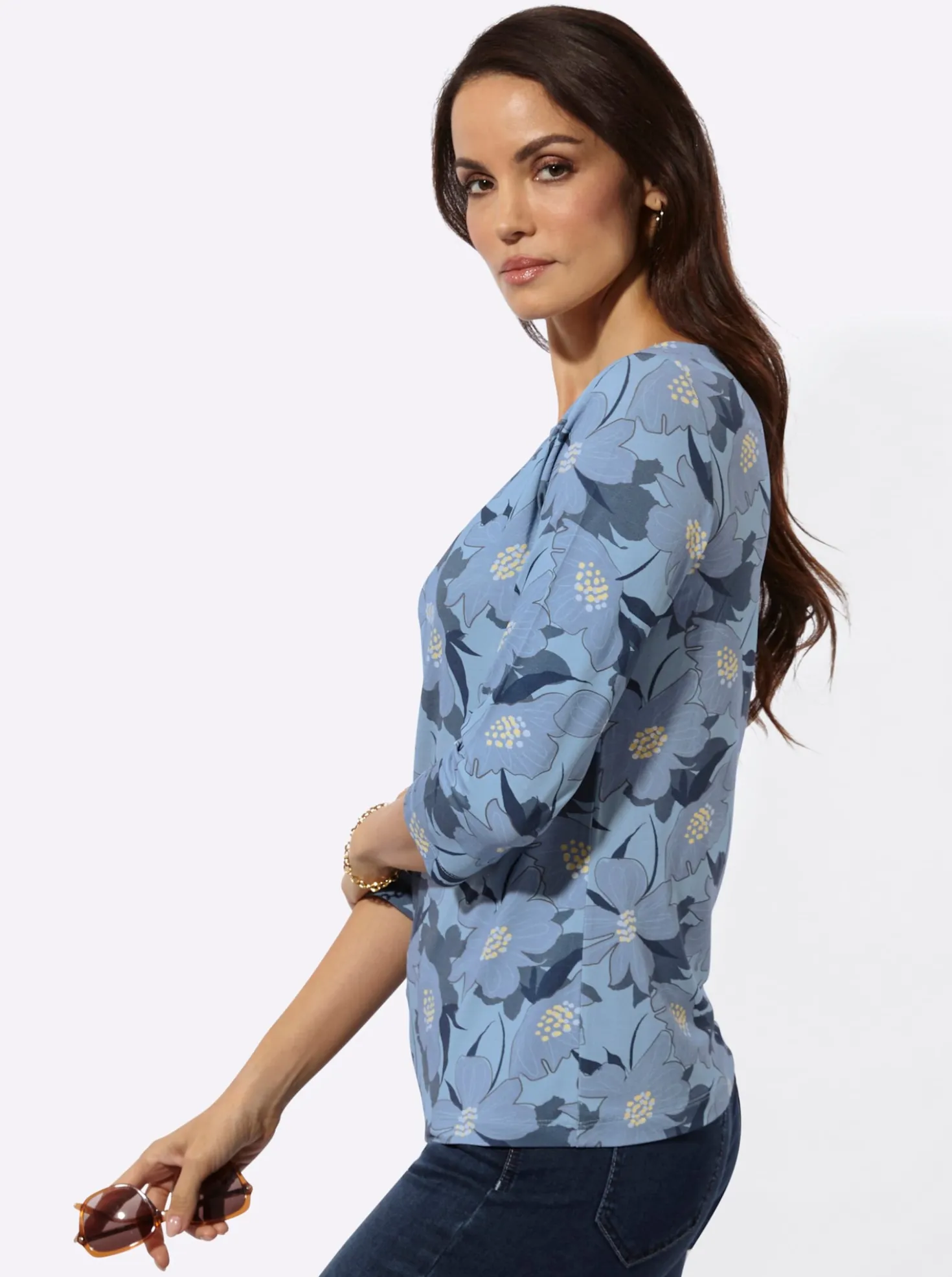3/4-Arm-Shirt mit Blumen-Druck