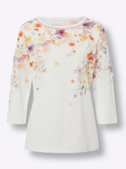 3/4-Arm-Shirt mit Blumen-Print