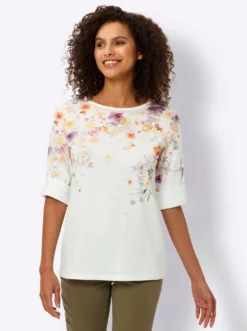 3/4-Arm-Shirt mit Blumen-Print
